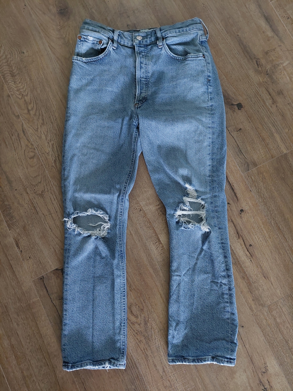 AGOLDE Riley High Rise Straight Crop Jeans Mens Womens 28 Distressed Whiplash